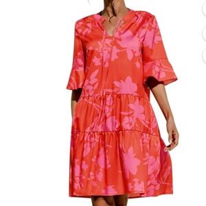 Vibrant Floral Tiered Dress by Qincao